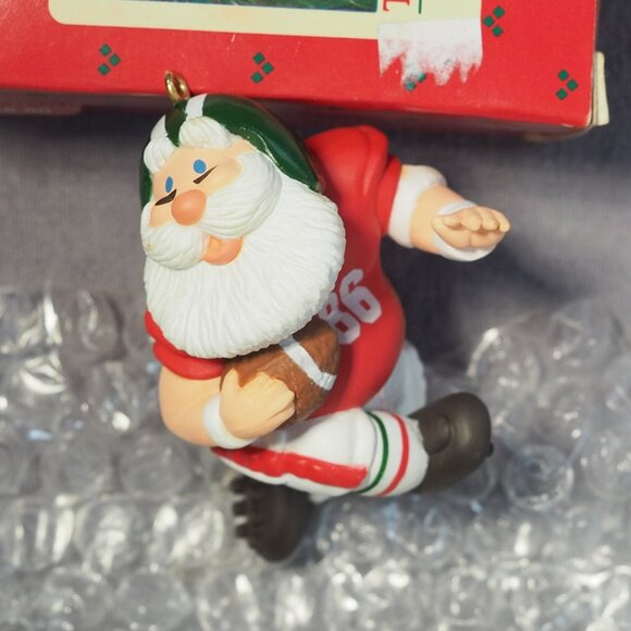 VTG Hallmark Christmas Ornament Touchdown Santa Handcrafted Football Keepsake 80 - Picture 1 of 9
